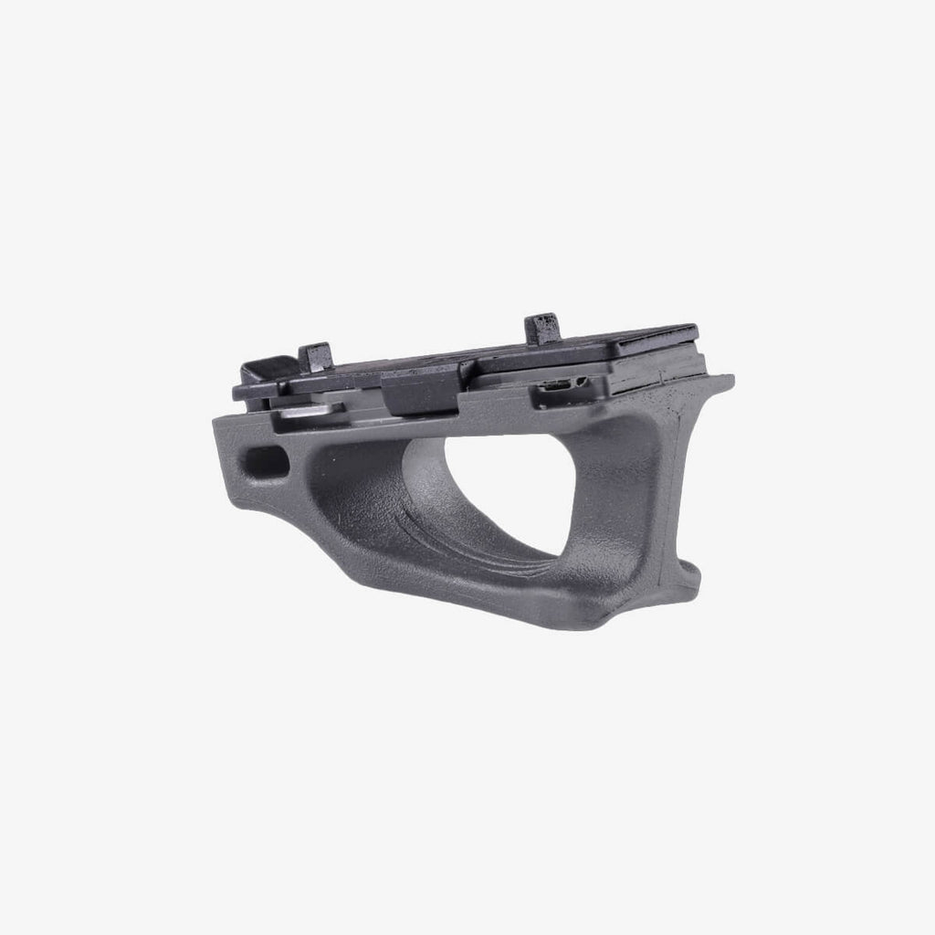Gray metal gun part on a white background