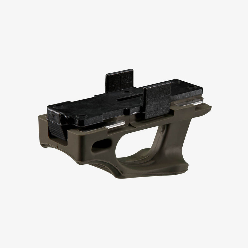 Black and brown metal gun accessory on a white background