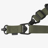 Gray tactical belt with black buckle on a white background