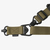 Gray tactical belt with black buckle on a white background