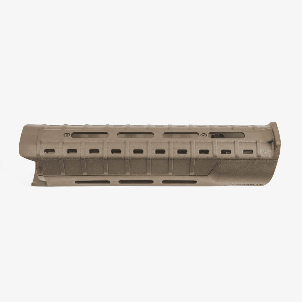 Tan metal gun slide on a white background