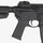 Black rifle with visible branding on a white background