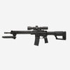 Black rifle with scope on a white background