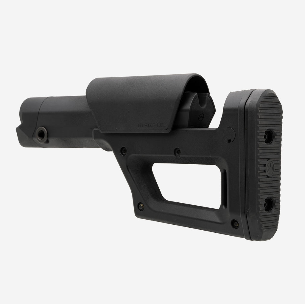Black rifle stock on a white background