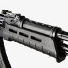 Close-up of a black rifle with 'M3E Arm' branding on a white background