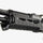 Close-up of a black firearm with a white background