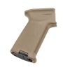 Tan gun grip with text on a white background