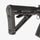 Close-up of a black rifle stock on a white background