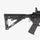 Black rifle with a stock on a white background
