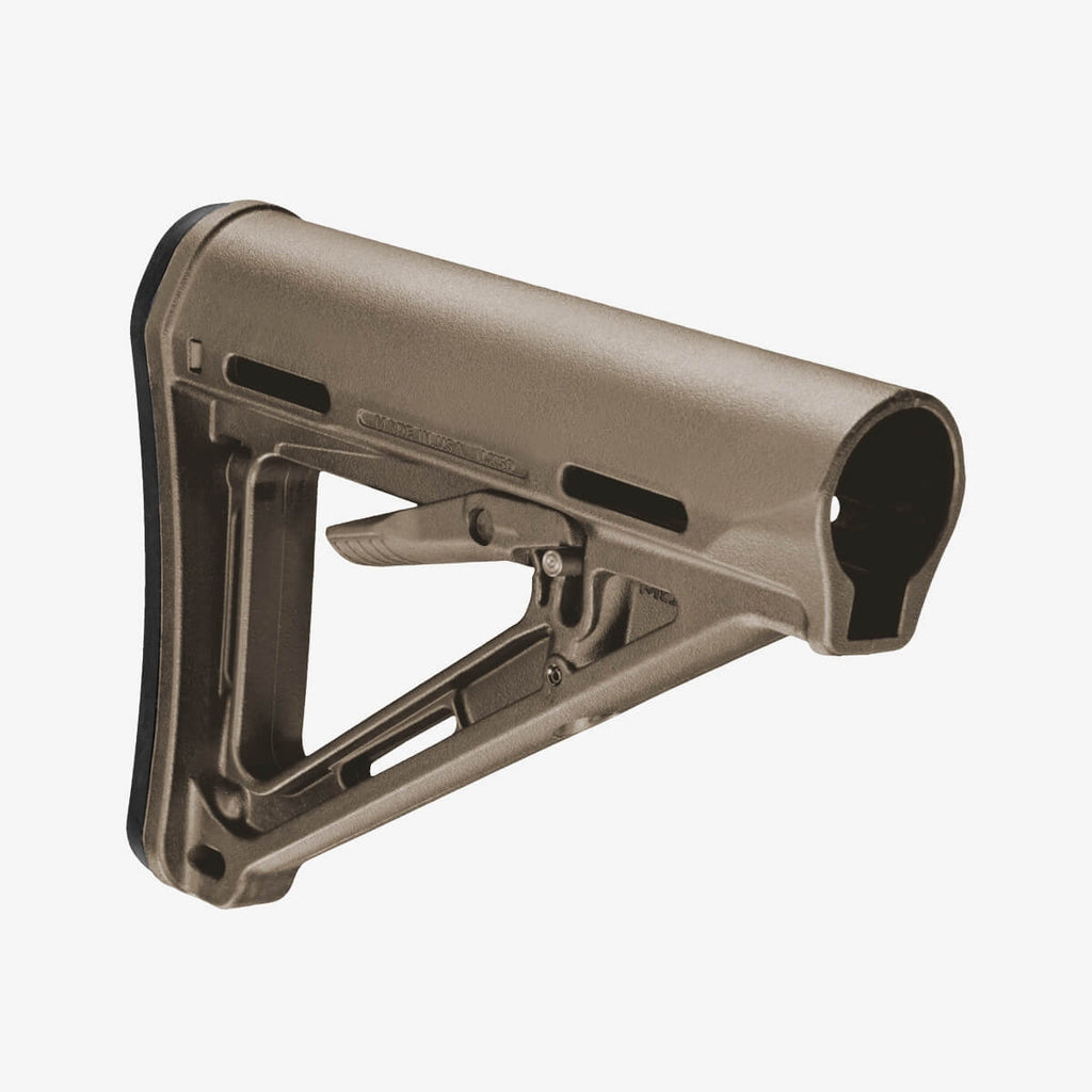 Tan-colored rifle stock on a white background