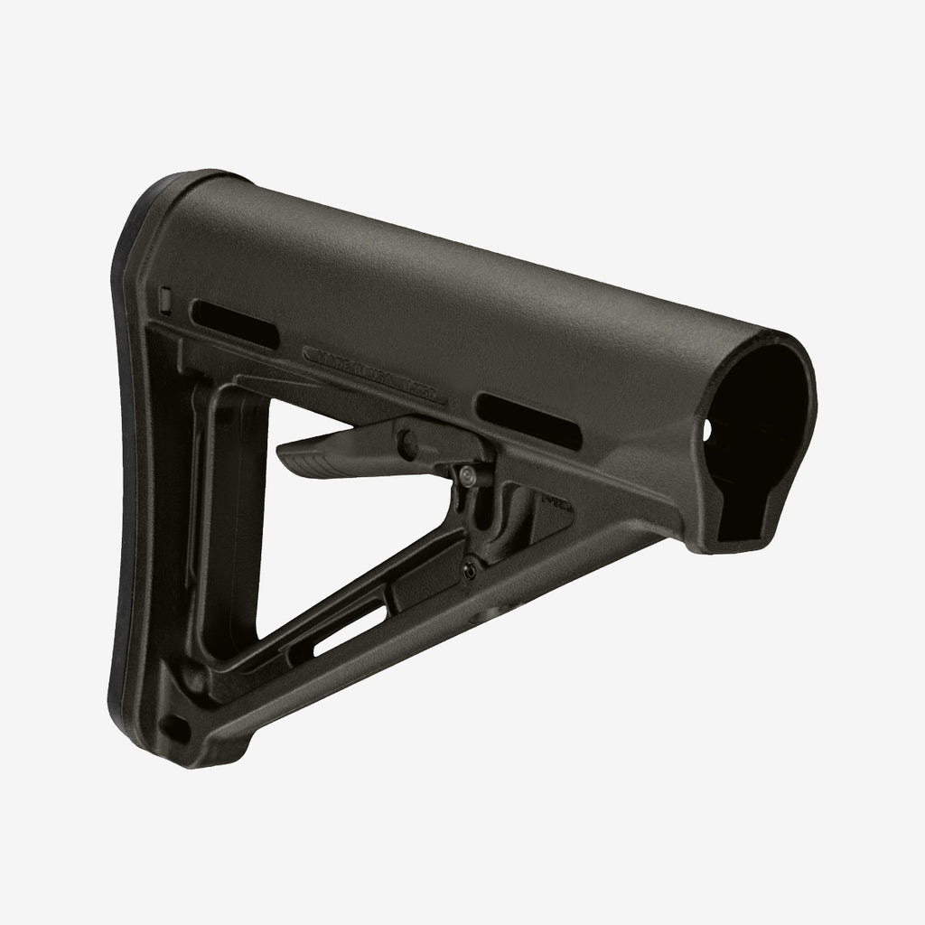 Black rifle stock on a white background
