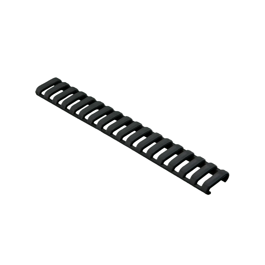 Black plastic grid on a white background