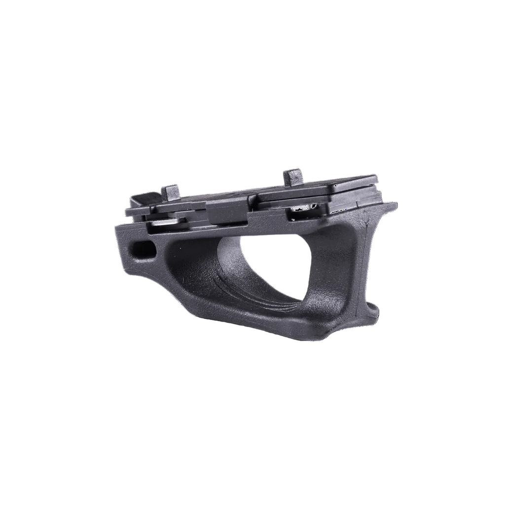 Black metal gun stock on a white background