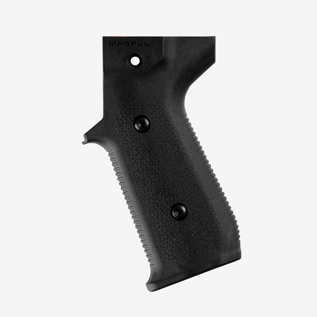 Black gun grip with 'Magpul' branding on a white background