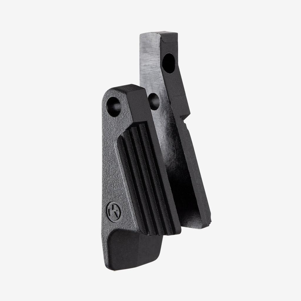 Black metal bracket on a white background
