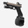 Handgun with flashlight and grip enhancer on a white background