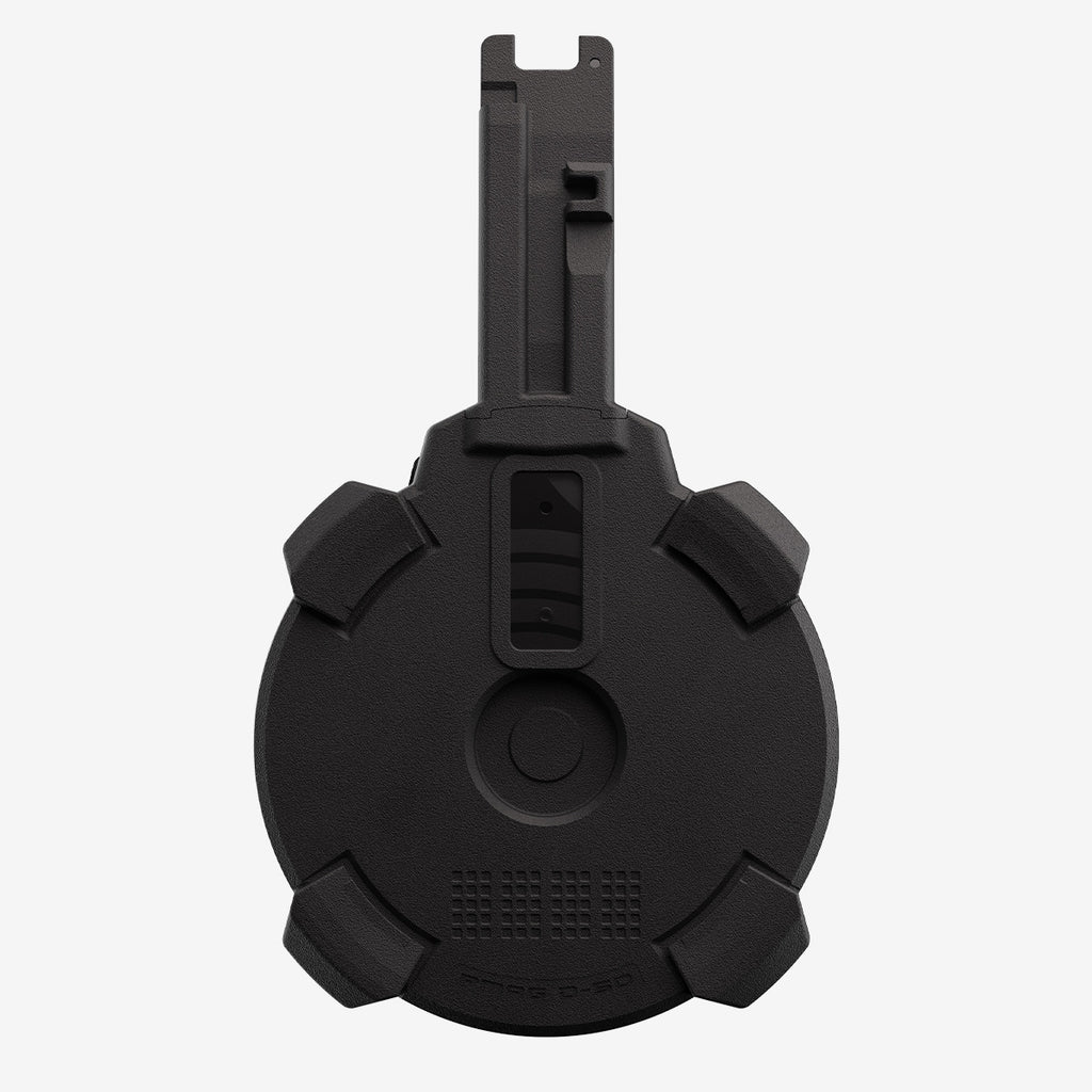 Black plastic component on a white background