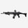 Black rifle with scope on a white background