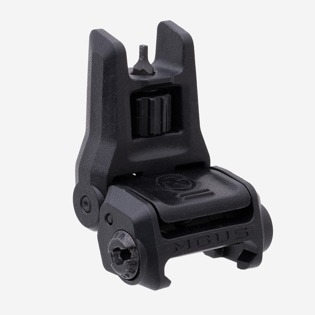 Black adjustable front sight for firearms on a white background