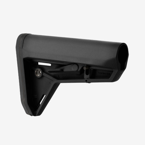 Black rifle stock with Magpul logo on a white background