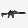 Black rifle with scope on a white background