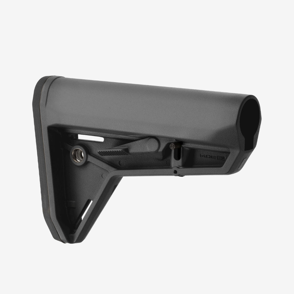 Black rifle stock on a white background
