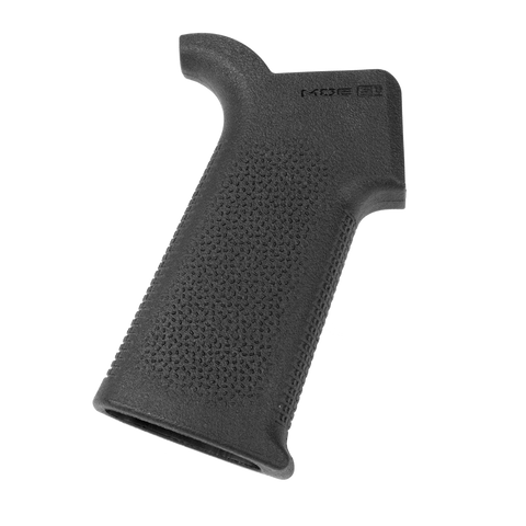 Black textured gun grip on a white background