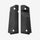 Two black textured gun grips on a white background