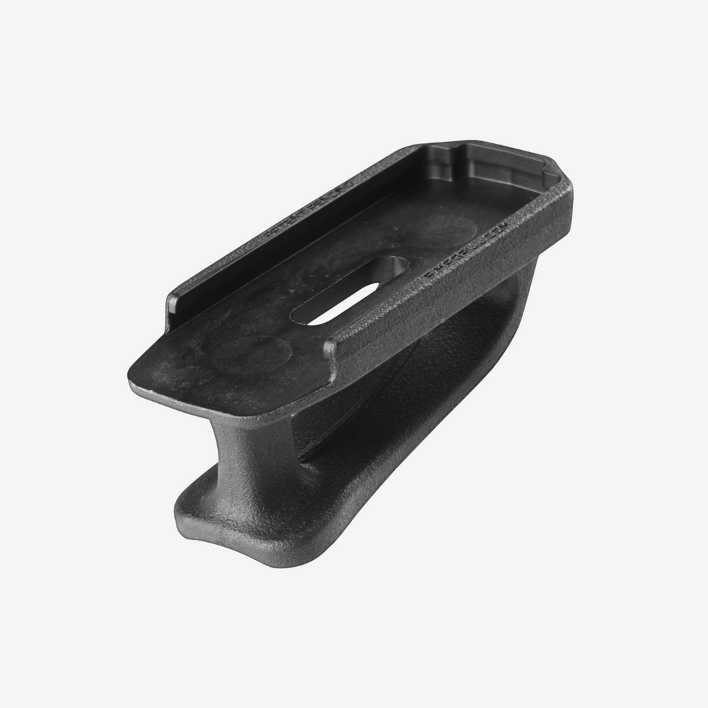 Black metal bracket on a white background