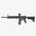 Black rifle with scope on a white background