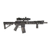 Black rifle with scope on a white background