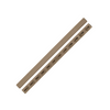 Two brown strips with multiple holes on a white background