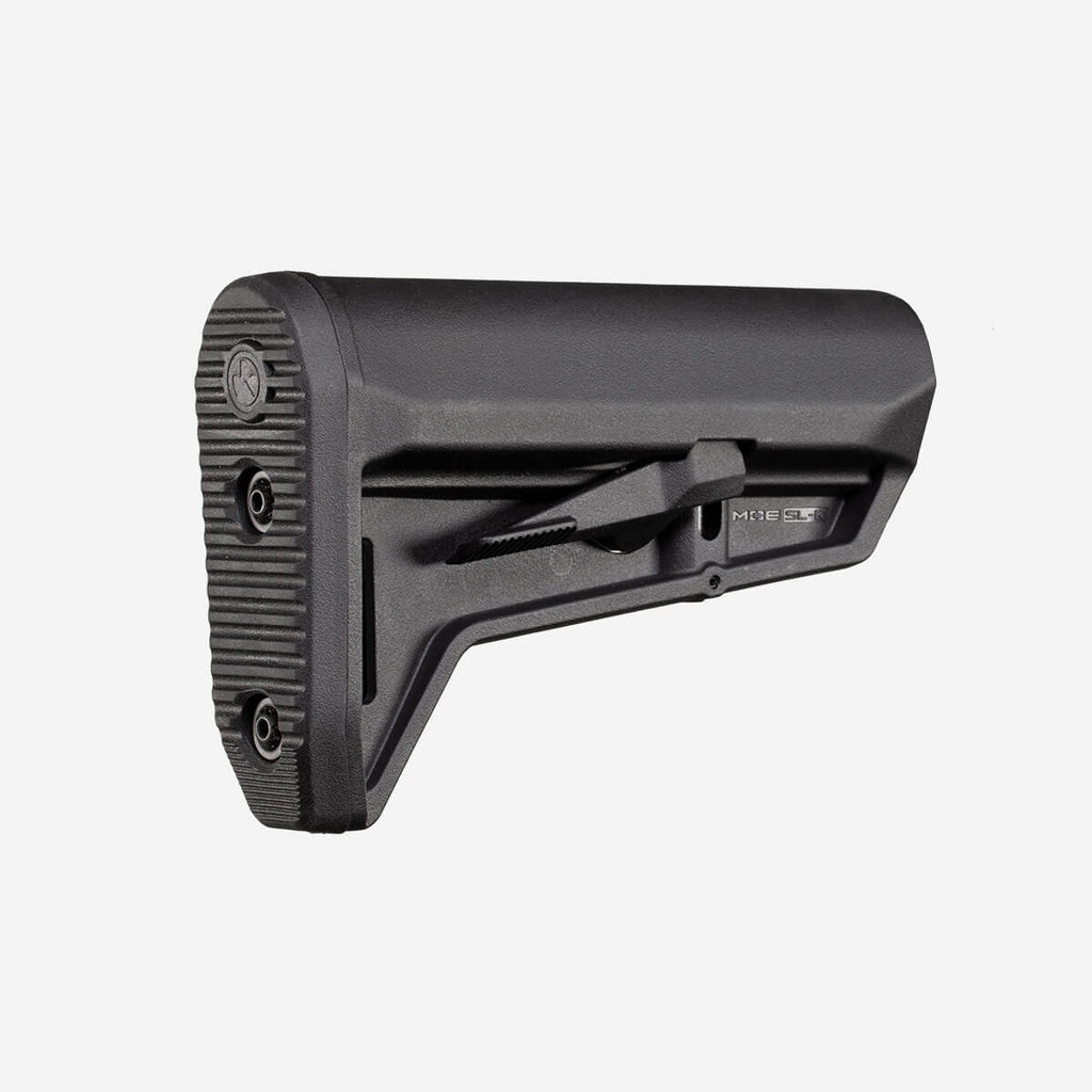 Black rifle stock on a white background