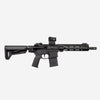 Black rifle with scope on a white background