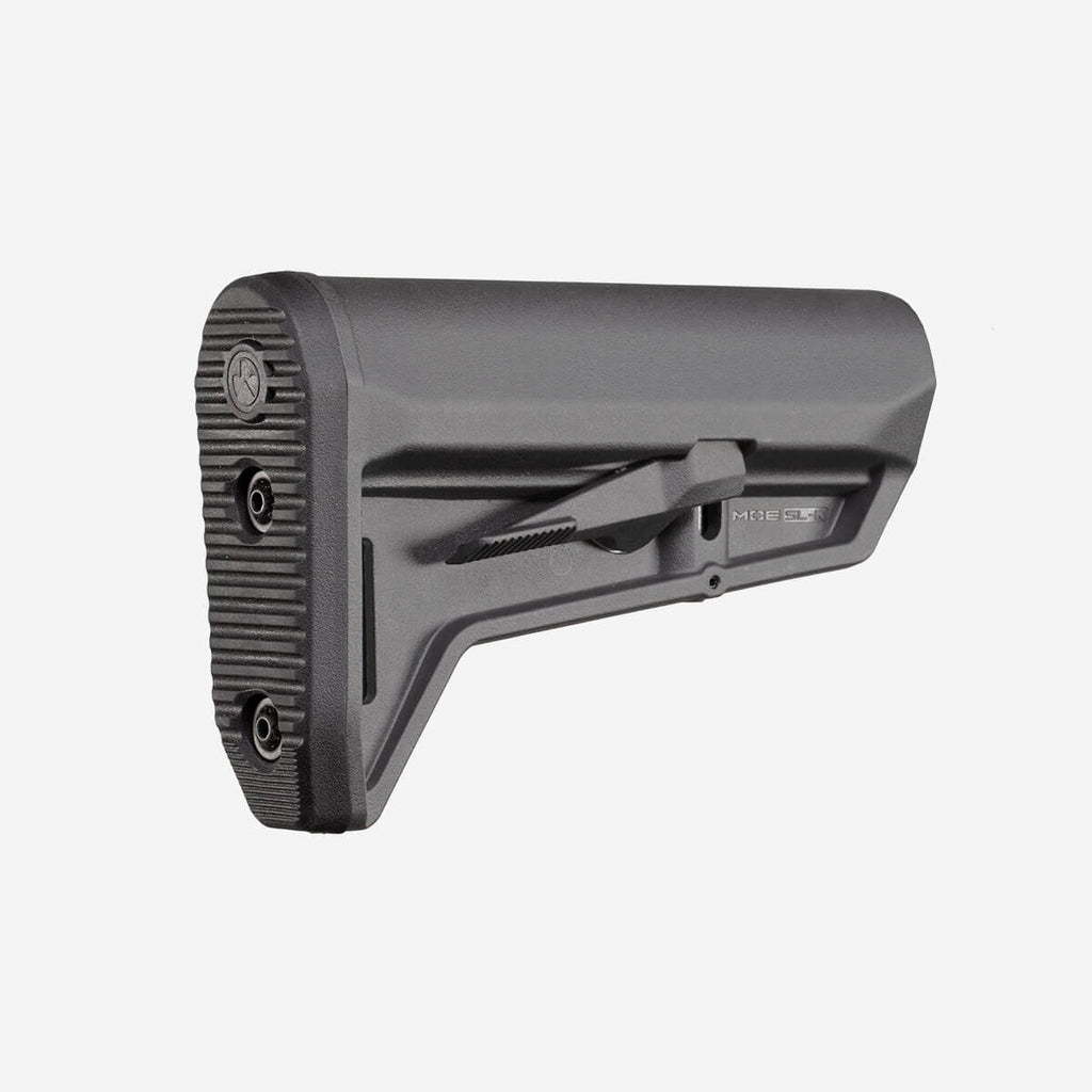 Black rifle stock on a white background