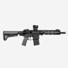 Black rifle with scope on a white background