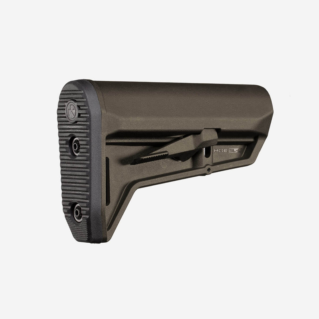 Black rifle stock on a white background