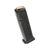 Black firearm magazine with a gold bullet on a white background