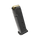 Black firearm magazine with a gold bullet on a white background