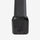 Black cylindrical object with textured surface on a white background