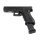 Black handgun with magazine on a white background
