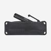 Black knife sheath with a blade on a white background