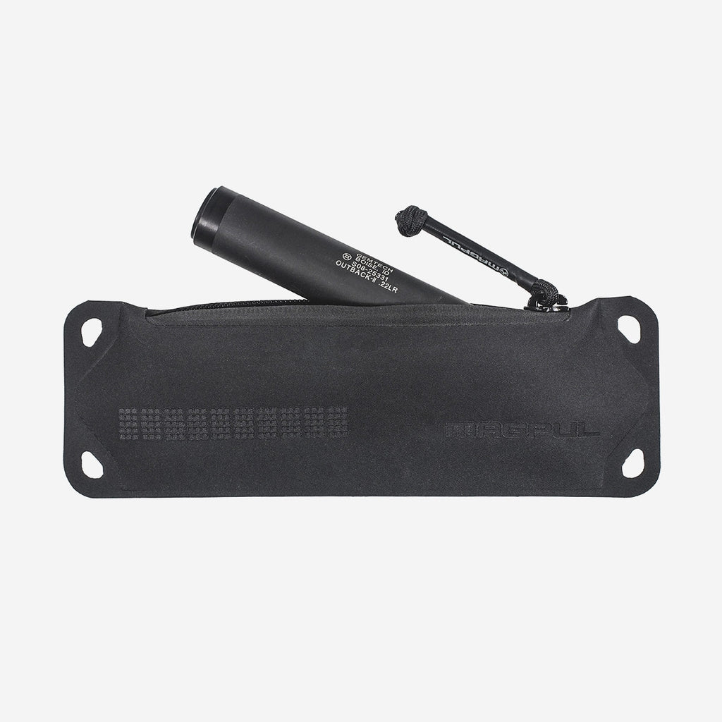 Black knife sheath with a blade on a white background