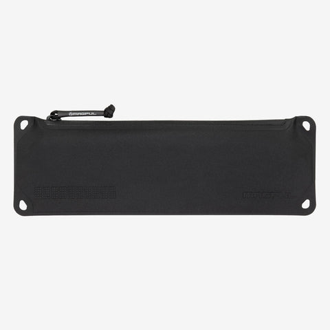 Black pouch with zipper on a white background