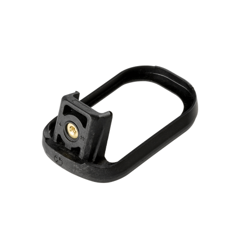 Black metal gun trigger on a white background