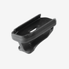 Black plastic clip on a white background
