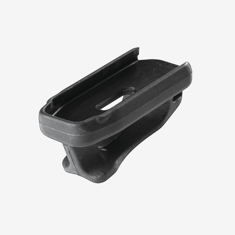 Black plastic clip on a white background