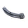 Curved metallic object on a white background