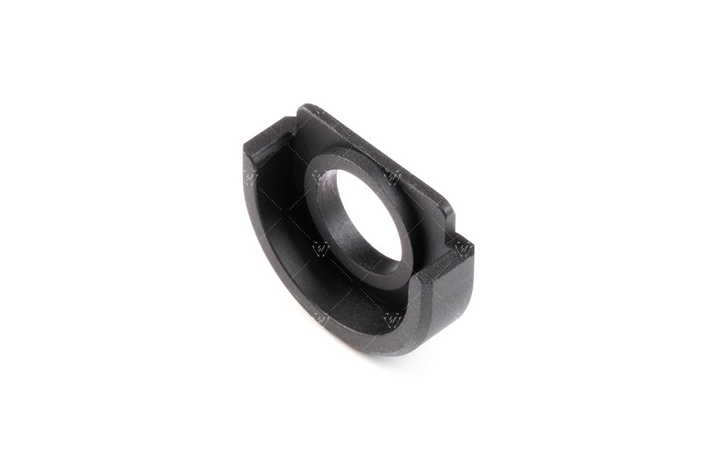 Black plastic ring on a white background
