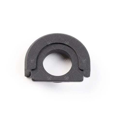 Black rubber grommet on a white background